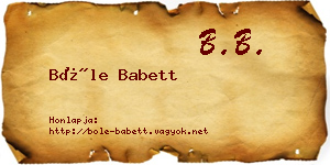 Bőle Babett névjegykártya